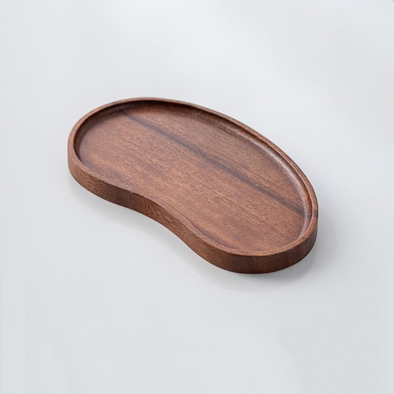 MIYUNO トレー コースター 丸型 仕切り 木製 茶席 お盆 天然木 トレイ 小物入れ 茶道具 茶托 盛器 お皿 小皿 豆皿 胡桃色 カフェ ティー 中国茶器 急須置き 朝食 カフェスデザート スナックアフタヌーンティー おしゃれ CHAKA-BD