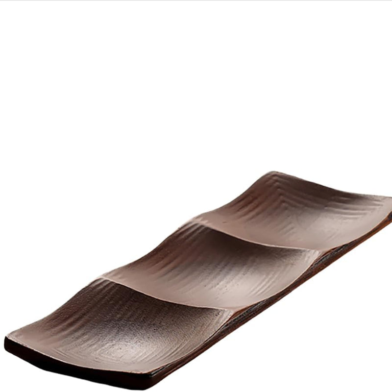 MIYUNO トレー 木製 茶席 仕切り お盆 おぼん 長方形 トレイ 小物入れ 茶道具 茶托 おしゃれ 盛器 ガラス皿 小物入れ 茶道具 お皿 小皿 豆皿 ドライフルーツ 胡桃色 竹製 ティートレー 中国茶器 急須置き お洒落 おしゃれ