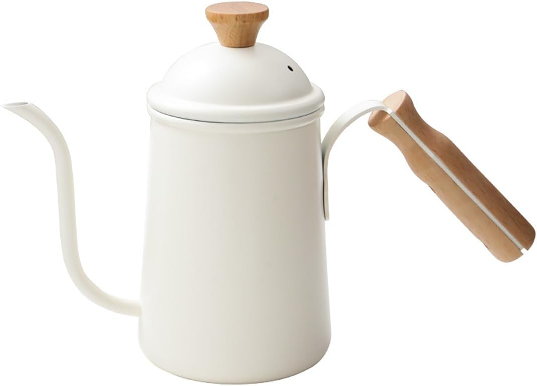 コーヒーポット ドリップポット 650ml コーヒー ポットコーヒー ケトル ドリップ ポット 胡桃木柄 蓋付 ドリップケトル 直火 ih対応 温度計 細口ケトル アウトドア キャンプ アウトドア用 コーヒー用品 おしゃれ