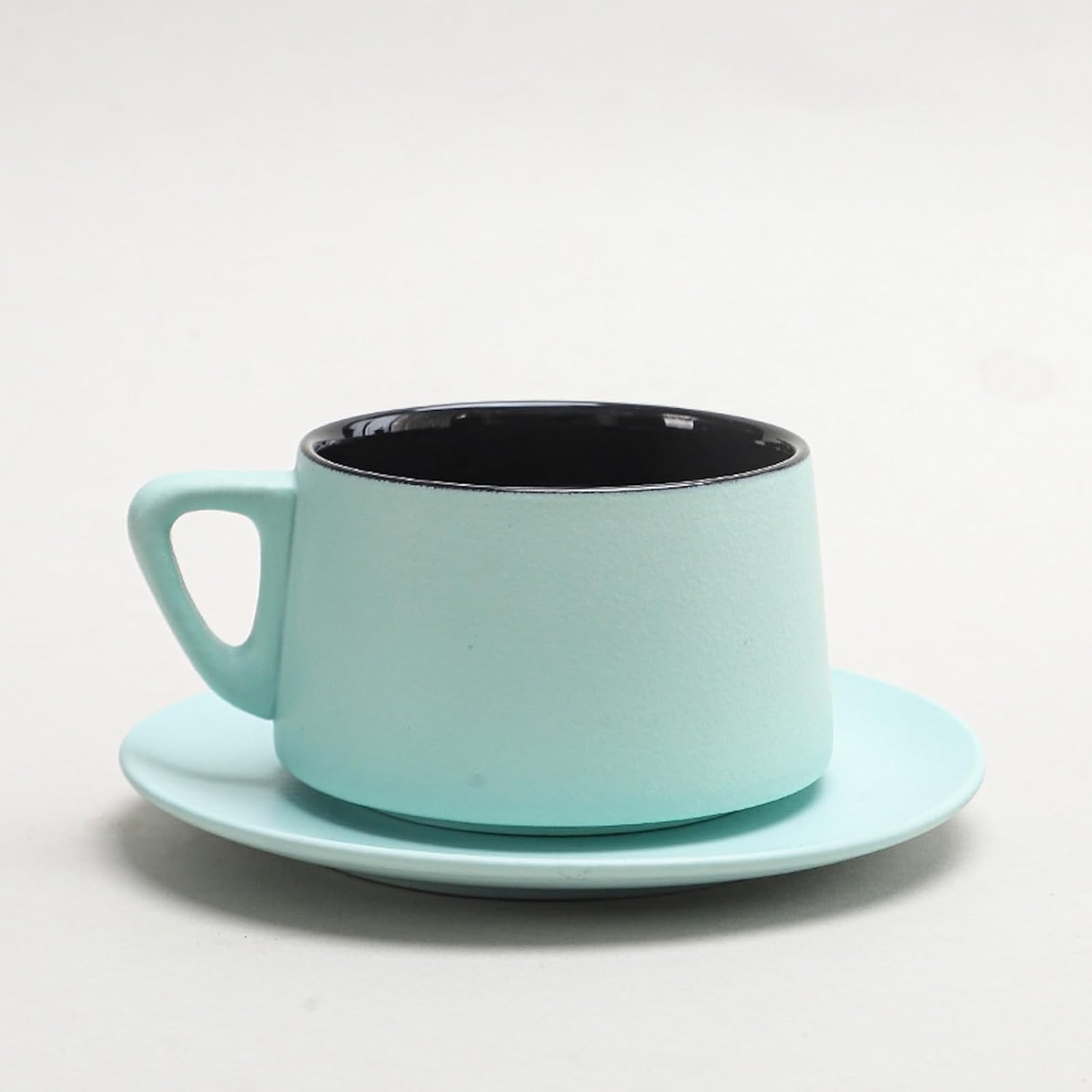 コーヒーカップ 陶器 ソーサー セット セラミック カップアンドソーサー 大容量 ティーカップ 電子レンジ 食洗機対応 コーヒー 珈琲 お茶 ティー 高級 レトロ おしゃれ ソーサー付き 自宅用 カフェ食器 喫茶店 業務用 結婚祝い ギフト 330ml ギフトボックス包装付き グラデーショングリーンブラック KFB09