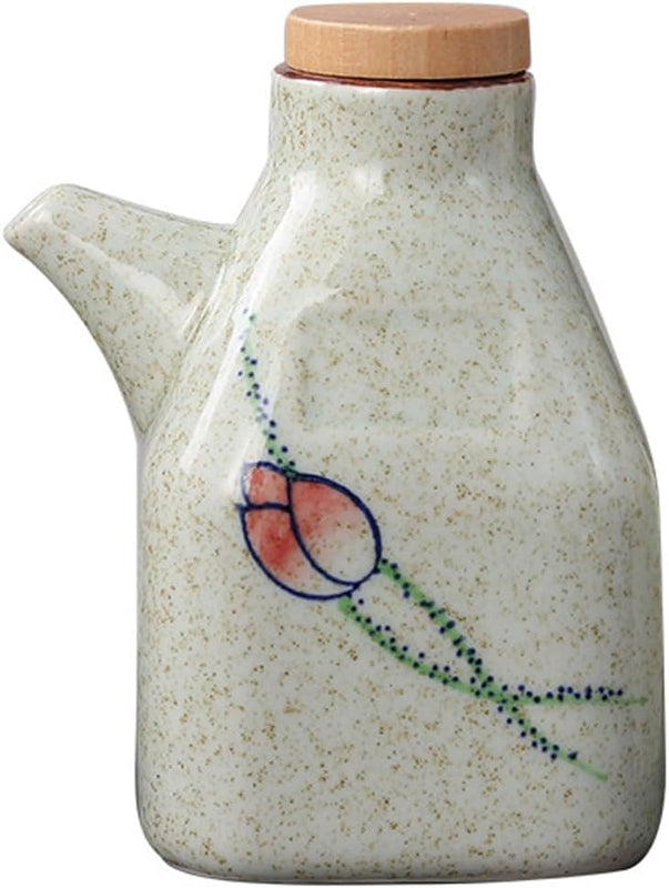 MIYUNO 醤油差し 陶器 調味料入れ しょうゆ差し 醤油 ソース おしゃれ 陶器製 和風 ドレッシング ボトル 調味料ポット 和食器 料理 酢 油入れ オイル容器 料理用 サラダ 高温耐性 漏れ防止 食卓用 刺身 ラーメン プレゼント 350ml カラー2