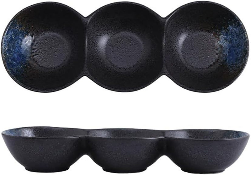 三品皿 3セット 丸型 窯変 陶器 薬味皿 付出皿 仕切り皿 三連皿 たれ皿 醤油 焼き肉 タレ皿 焼肉 調味料 副菜 タレ入れ 薬味入れ 料亭 旅館 和食器 飲食店 居酒屋 業務用 お供に 食洗器 電子レンジ対応 ギフト おしゃれ SPYUAN