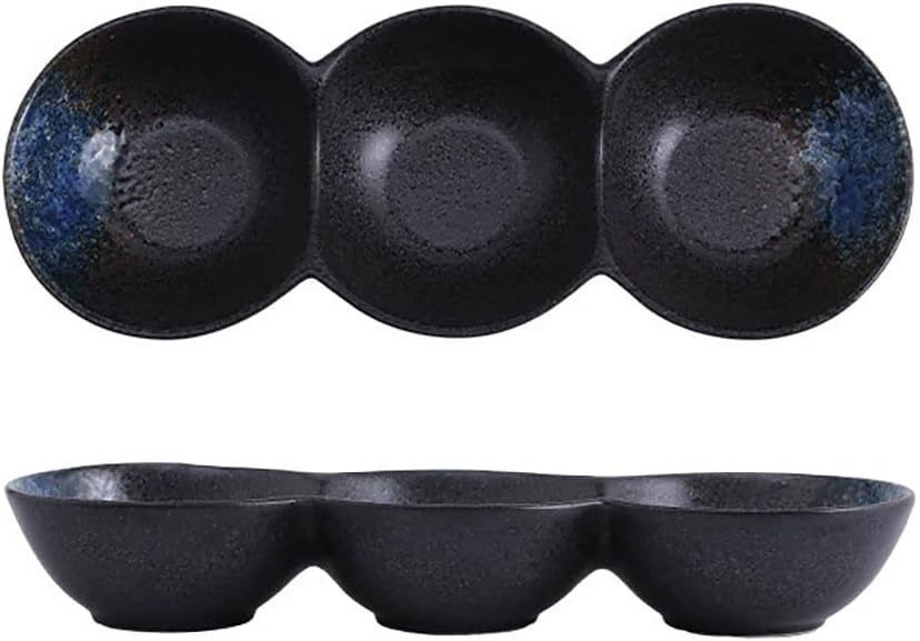 三品皿 3セット 丸型 窯変 陶器 薬味皿 付出皿 仕切り皿 三連皿 たれ皿 醤油 焼き肉 タレ皿 焼肉 調味料 副菜 タレ入れ 薬味入れ 料亭 旅館 和食器 飲食店 居酒屋 業務用 お供に 食洗器 電子レンジ対応 ギフト おしゃれ SPYUAN