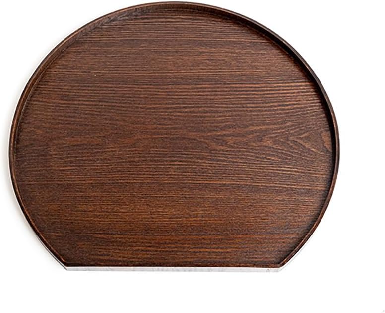 MIYUNO トレー 木製 茶席 お盆 半月形 半月盆 おぼん 天然木 トレイ ガラス 小物入れ 茶道具 茶托 おしゃれ 盛器 ガラス皿 小物入れ 茶道具 お皿 小皿 豆皿 胡桃色 カフェトレー ティートレー 中国茶器 急須置き お洒落 おしゃれ YUETO