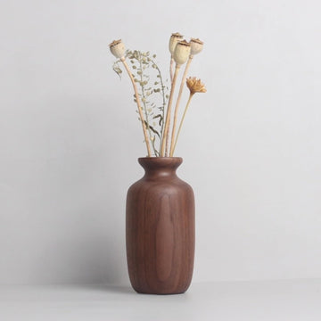 花瓶 木製 一輪挿し フラワーベース 小さい ミニサイズ 割れない flower vase おしゃれ 生け花 花器 インテリア飾り 寝室 造花用 装飾家の装飾 和風花瓶 (穴直径4.5cm、4.5*7cm)