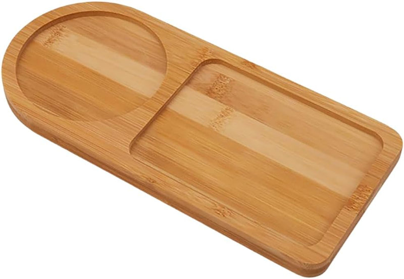 MIYUNO トレー コースター 2個セット 丸型 仕切り 木製 茶席 お盆 天然木 トレイ ガラス 小物入れ 茶道具 茶托 おしゃれ 盛器 ガラス皿 小物入れ 茶道具 お皿 小皿 豆皿 胡桃色 カフェトレー ティートレー 中国茶器 急須置き お洒落 朝食 カフェス デザート スナックアフタヌーンティー おしゃれ