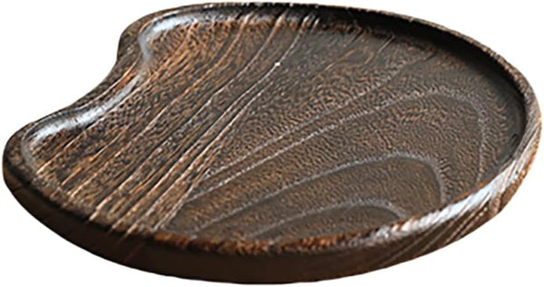 MIYUNO トレー 木製 茶席 お盆 半月形 半月盆 天然木 トレイ ガラス 小物入れ 茶道具 茶托 おしゃれ 盛器 ガラス皿 小物入れ 茶道具 お皿 小皿 豆皿 胡桃色 カフェトレー ティートレー 中国茶器 急須置き お洒落 おしゃれ