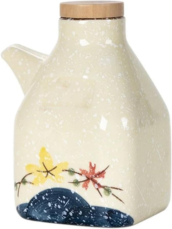 MIYUNO 醤油差し 陶器 しょうゆ差し 醤油 ソース 調味料入れ おしゃれ 陶器製 和風 ドレッシング ボトル 調味料ポット 和食器 料理 酢 油入れ オイル容器 料理用 サラダ 高温耐性 漏れ防止 食卓用 刺身 ラーメン プレゼント カラー1