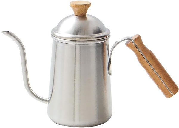 コーヒーポット ドリップポット 650ml コーヒー ポットコーヒー ケトル ドリップ ポット 胡桃木柄 蓋付 ドリップケトル 直火 ih対応 温度計 細口ケトル アウトドア キャンプ アウトドア用 コーヒー用品 おしゃれ