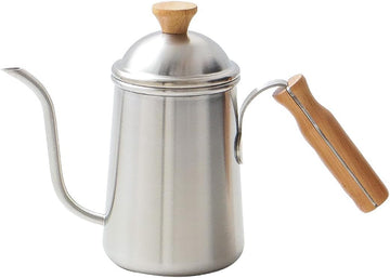 コーヒーポット ドリップポット 650ml コーヒー ポットコーヒー ケトル ドリップ ポット 胡桃木柄 蓋付 ドリップケトル 直火 ih対応 温度計 細口ケトル アウトドア キャンプ アウトドア用 コーヒー用品 おしゃれ