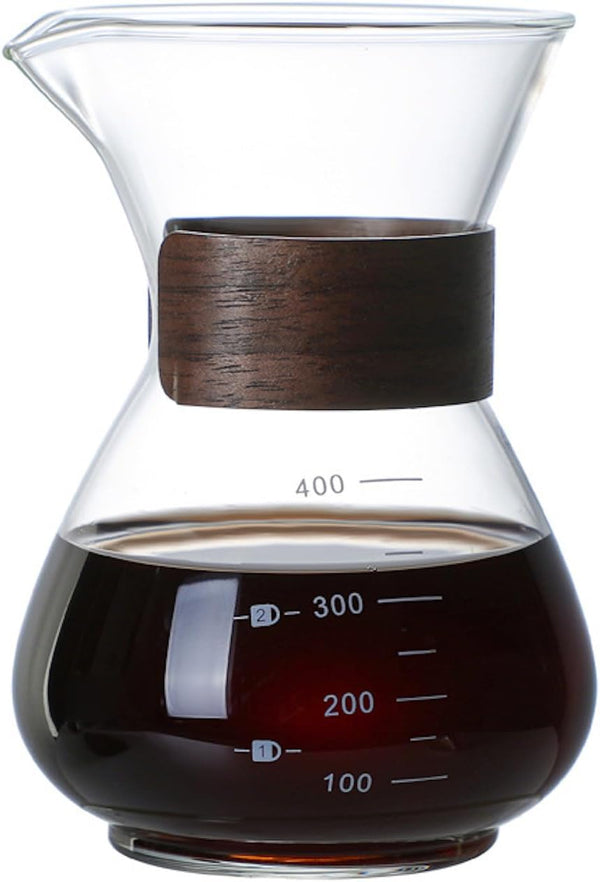 コーヒーサーバー 割れない 400ml 高ホウ素シリカガラス材料 目盛付き 直火対応 コーヒーポット 透明 電子レンジ 食洗機対応 コーヒー用品 使いやすい 洗いやすい 多用途 家用 喫茶店 1~3杯用
