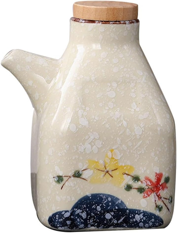 MIYUNO 醤油差し 陶器 調味料入れ しょうゆ差し 醤油 ソース おしゃれ 陶器製 和風 ドレッシング ボトル 調味料ポット 和食器 料理 酢 油入れ オイル容器 料理用 サラダ 高温耐性 漏れ防止 食卓用 刺身 ラーメン プレゼント 350ml カラー2