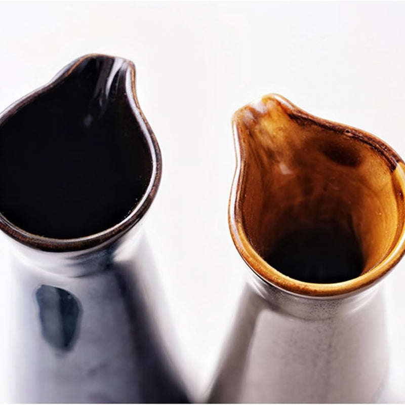 MIYUNO 陶器 醤油 醤油差し 陶器製 和食器 和風 ソース 調味料入れ しょうゆ差し おしゃれ ドレッシング ボトル 調味料ポット 料理 酢 油入れ オイル容器 料理用 サラダ 高温耐性 漏れ防止 120ml 食卓用 刺身 ラーメン プレゼント ブルー