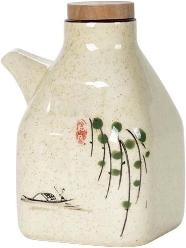 MIYUNO 醤油差し 陶器 しょうゆ差し 醤油 ソース 調味料入れ おしゃれ 陶器製 和風 ドレッシング ボトル 調味料ポット 和食器 料理 酢 油入れ オイル容器 料理用 サラダ 高温耐性 漏れ防止 食卓用 刺身 ラーメン プレゼント カラー1
