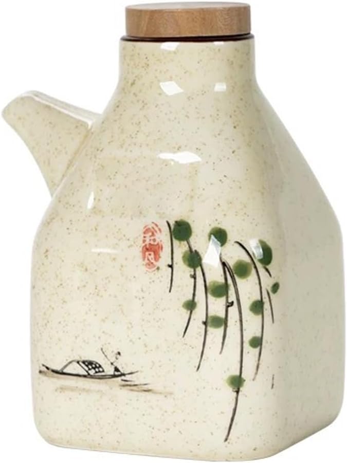 MIYUNO 醤油差し 陶器 しょうゆ差し 醤油 ソース 調味料入れ おしゃれ 陶器製 和風 ドレッシング ボトル 調味料ポット 和食器 料理 酢 油入れ オイル容器 料理用 サラダ 高温耐性 漏れ防止 食卓用 刺身 ラーメン プレゼント カラー1