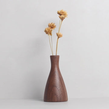 花瓶 木製 一輪挿し フラワーベース 小さい ミニサイズ 割れない flower vase おしゃれ 生け花 花器 インテリア飾り 寝室 造花用 装飾家の装飾 和風花瓶 (穴直径4.5cm、4.5*7cm)