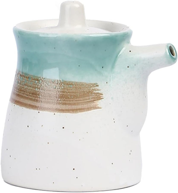 MIYUNO 陶器 醤油 醤油差し 陶器製 和風 ソース 調味料入れ しょうゆ差し おしゃれ ドレッシング ボトル 調味料ポット 和食器 料理 酢 油入れ オイル容器 料理用 サラダ 高温耐性 漏れ防止 200ml 食卓用 刺身 ラーメン プレゼント カラー4
