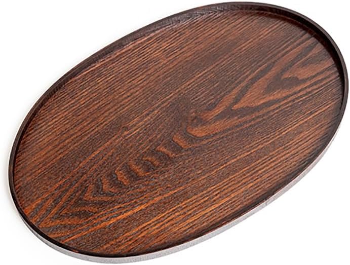 MIYUNO トレー 木製 茶席 お盆 半月形 半月盆 おぼん 天然木 トレイ ガラス 小物入れ 茶道具 茶托 おしゃれ 盛器 ガラス皿 小物入れ 茶道具 お皿 小皿 豆皿 胡桃色 カフェトレー ティートレー 中国茶器 急須置き お洒落 おしゃれ YUETO