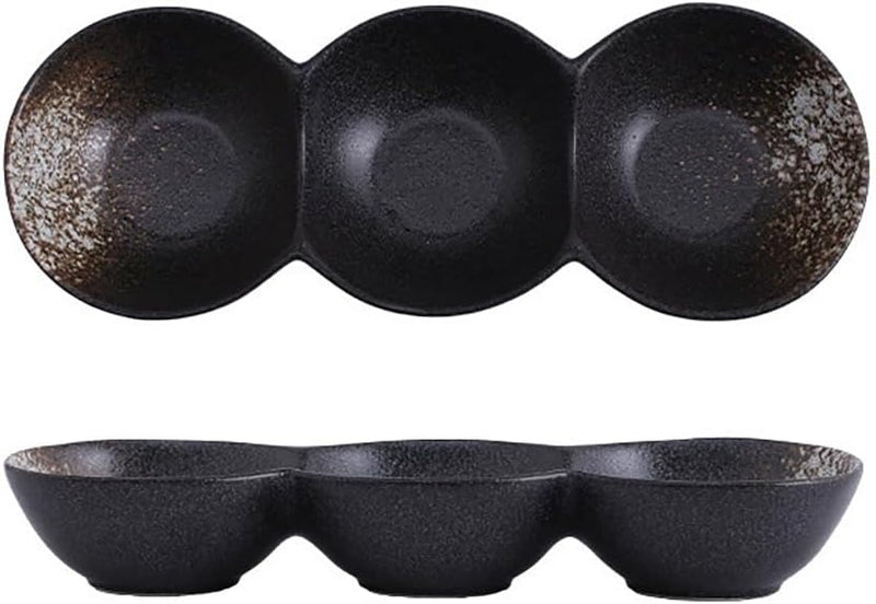 三品皿 3セット 丸型 窯変 陶器 薬味皿 付出皿 仕切り皿 三連皿 たれ皿 醤油 焼き肉 タレ皿 焼肉 調味料 副菜 タレ入れ 薬味入れ 料亭 旅館 和食器 飲食店 居酒屋 業務用 お供に 食洗器 電子レンジ対応 ギフト おしゃれ SPYUAN