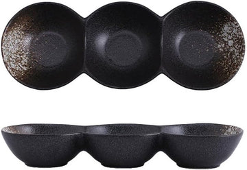三品皿 3セット 丸型 窯変 陶器 薬味皿 付出皿 仕切り皿 三連皿 たれ皿 醤油 焼き肉 タレ皿 焼肉 調味料 副菜 タレ入れ 薬味入れ 料亭 旅館 和食器 飲食店 居酒屋 業務用 お供に 食洗器 電子レンジ対応 ギフト おしゃれ SPYUAN