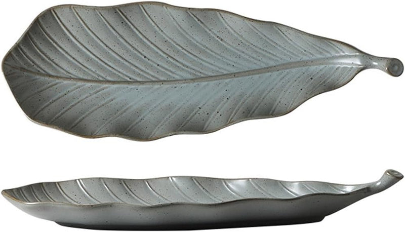 MIYUNNO 焼物皿 陶器 磁器 皿 和食器 焼き物皿 葉形 刺身皿 レストラン 居酒屋 和風 おしゃれ 電子レンジ 食洗機対応 食器 お皿セット 5枚セット カラー5 36x13x4.5cm