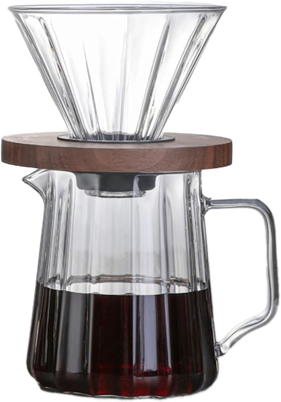 コーヒーサーバー 割れない 高ホウ素シリカガラス材料 耐熱ガラス 直火対応 耐寒性 ドリッパー 電子レンジ·食洗機対応 コーヒー用品 洗いやすい 多用途 家用 喫茶店 1~4杯用 550ml 透明