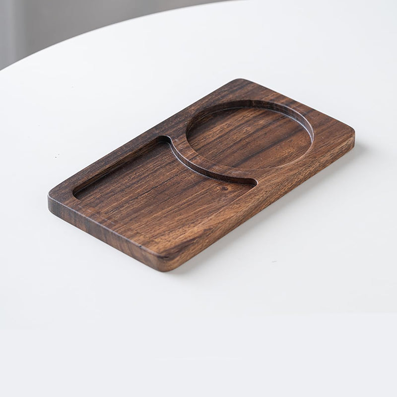 MIYUNO トレー コースター 丸型 仕切り 木製 茶席 お盆 天然木 トレイ 小物入れ 茶道具 茶托 盛器 お皿 小皿 豆皿 胡桃色 カフェ ティー 中国茶器 急須置き 朝食 カフェスデザート スナックアフタヌーンティー おしゃれ CHAKA-BD