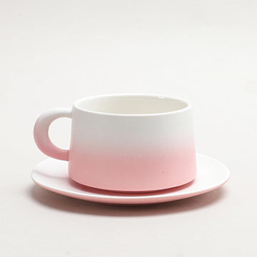 コーヒーカップ 陶器 ソーサー セット セラミック カップアンドソーサー 大容量 ティーカップ 電子レンジ 食洗機対応 コーヒー 珈琲 お茶 ティー 高級 レトロ おしゃれ ソーサー付き 自宅用 カフェ食器 喫茶店 業務用 結婚祝い ギフト 330ml ギフトボックス包装付き グラデーショングリーンブラック KFB09