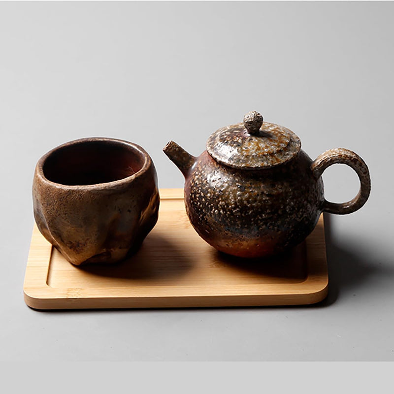 MIYUNO トレー 竹製 茶席 お盆 おぼん 方形 トレイ 小物入れ 茶道具 茶托 おしゃれ 盛器 小物入れ 茶道具 お皿 小皿 豆皿 胡桃色 カフェトレー ティートレー 中国茶器 急須置き お洒落 おしゃれ