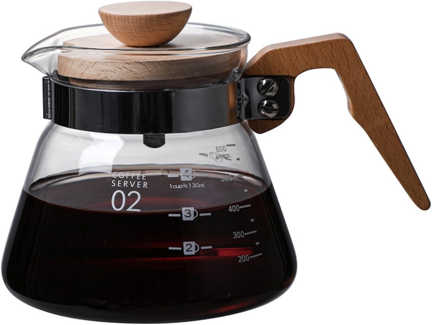 コーヒードリッパー ハンドドリップセット コーヒーサーバー 割れない 高ホウ素シリカガラス材料 耐熱ガラス 直火対応 耐寒性 透明 電子レンジ·食洗機対応 目盛り付き コーヒー用品 使いやすい 洗いやすい 多用途 家用 喫茶店 1~4杯用 600ml
