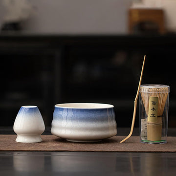 抹茶セット 初心者 お点前セット 茶道具 茶器 セット 4点セット 陶器 抹茶碗 茶杓 茶筅 茶せん 百本立 茶筅立て くせ直し お手入れも簡単 おうち時間グッズ 母の日 父の日 誕生日 贈り物 580ml グラデーショングリーン