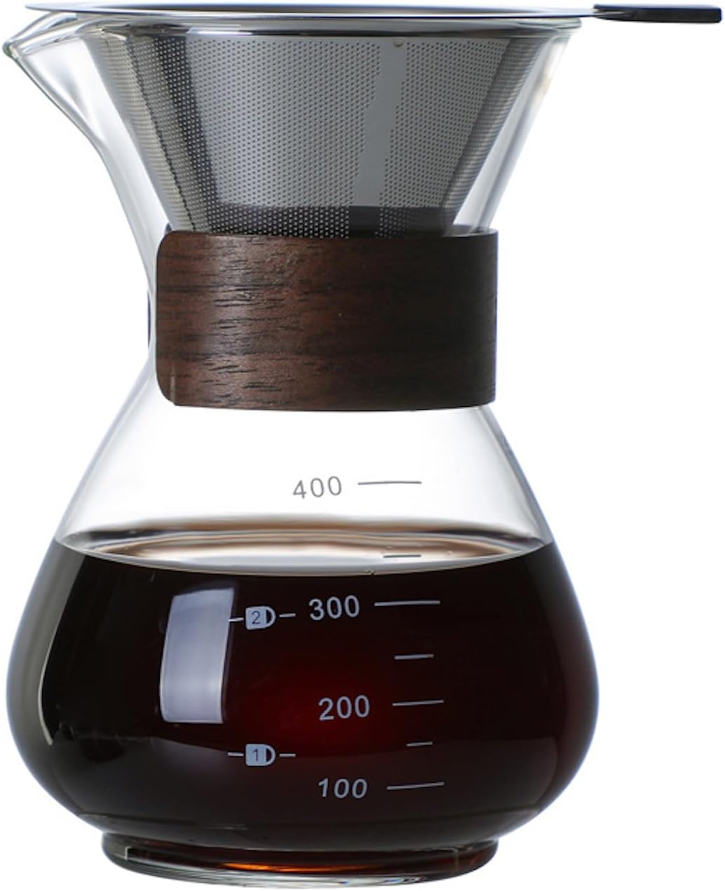 コーヒーサーバー 割れない 400ml 高ホウ素シリカガラス材料 目盛付き 直火対応 コーヒーポット 透明 電子レンジ 食洗機対応 コーヒー用品 使いやすい 洗いやすい 多用途 家用 喫茶店 1~3杯用