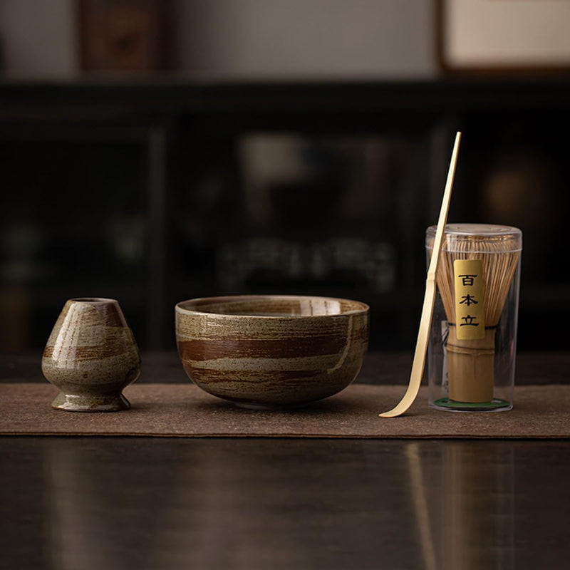 MIYUNO 抹茶セット お点前セット 茶道具 セット 4点セット 茶杓 茶筅 茶せん 百本立 茶筅立て くせ直し 初心者 お手入れも簡単 母の日 父の日 誕生日 贈り物