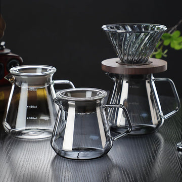 MIYUNO コーヒードリッパー,コーヒーサーバー コーヒードリッパー ハンドドリップセット コーヒーサーバー 割れない コーヒー サーバー 高ホウ素シリカガラス材料 耐熱ガラス 直火対応 耐寒性 透明 蓋付き 電子レンジ·食洗機対応 目盛り付き コーヒー用品 使いやすい 洗いやすい 多用途 家用 喫茶店 1~2杯用 450ml