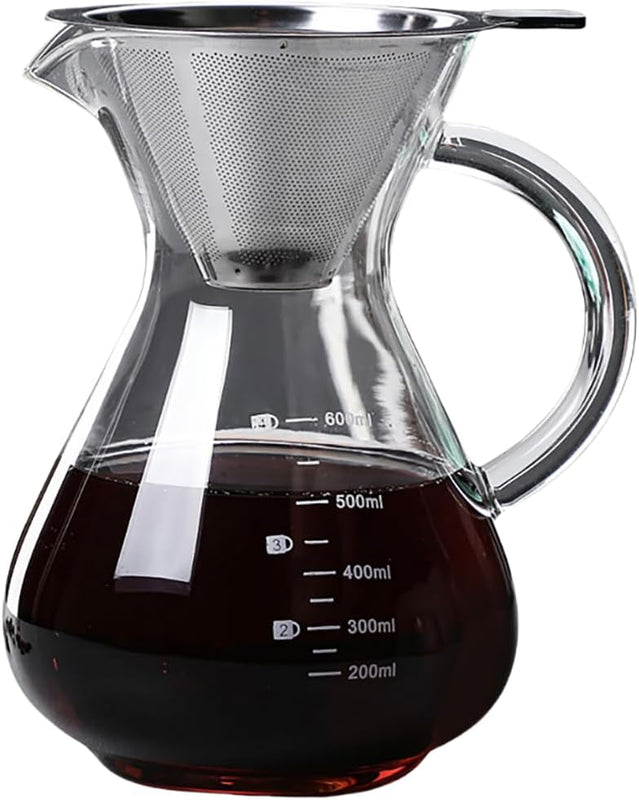 コーヒーサーバー 割れない ドリップコーヒーサーバー 大容量 コーヒードリッパー 耐熱ガラス 400ml 600ml 800ml 目盛付き ペーパーコーヒーフィルター不要 器具 コーヒーサーバーセット ハンドドリップ コーヒーカラフェ コーヒーサーバー 喫茶店 おしゃれ