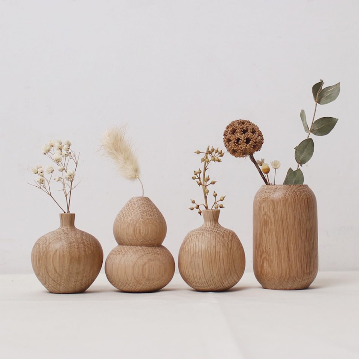 花瓶 木製 一輪挿し フラワーベース 小さい ミニサイズ 割れない flower vase おしゃれ 生け花 花器 インテリア飾り 寝室 造花用 装飾家の装飾 和風花瓶 (穴直径4.5cm、4.5*7cm)