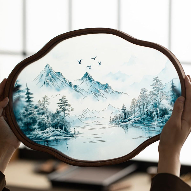 JIKANNOYA トレー お盆 竹製 滑らないトレー 天然竹 花海棠 多目的トレイ 小物入れ 北欧 トレイ カフェトレー コースター 茶托 ティートレー 前菜プレート ランチョン お膳 お茶 食事用 卓上用トレイ 定食用 多機能 便利 家庭用 業務用 29×21.5×2.5cm