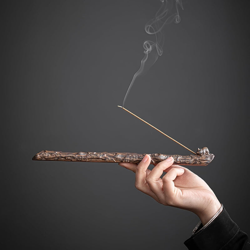 お香立て 灰がこぼれない 横置き 線香立て 陶器 おしゃれ インセンスホルダー 香炉 線香皿 線香 御洒落 人気 仏壇用 睡眠 リラックス 茶室 茶道 瞑想 書斎 長さ26.5cm リス