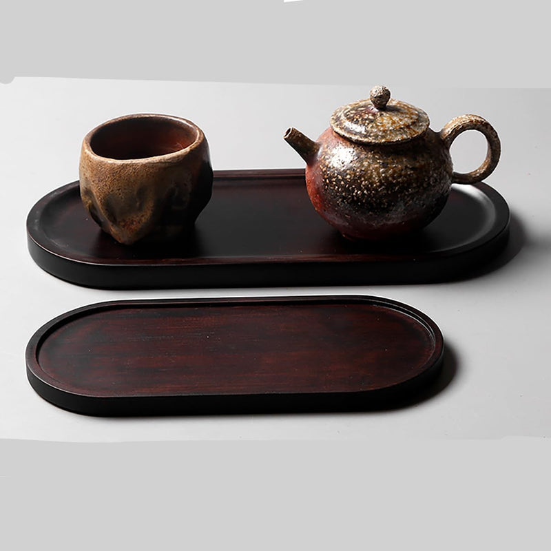 MIYUNO トレー 竹製 茶席 お盆 おぼん 方形 トレイ 小物入れ 茶道具 茶托 おしゃれ 盛器 小物入れ 茶道具 お皿 小皿 豆皿 胡桃色 カフェトレー ティートレー 中国茶器 急須置き お洒落 おしゃれ