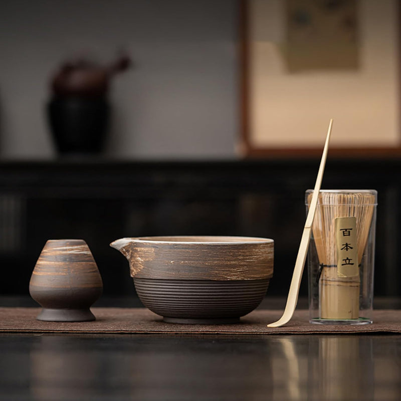 茶道具 セット お点前セット 抹茶セット 4点セット 茶杓 茶筅 茶せん 百本立 茶筅立て