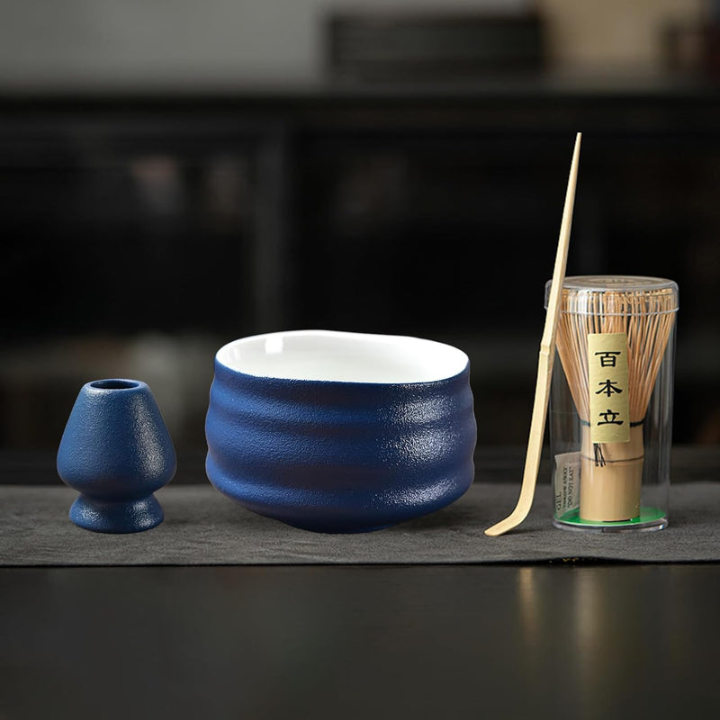 抹茶セット 初心者 お点前セット 茶道具 茶器 セット 4点セット 陶器 抹茶碗 茶杓 茶筅 茶せん 百本立 茶筅立て くせ直し お手入れも簡単 おうち時間グッズ 母の日 父の日 誕生日 贈り物 580ml グラデーショングリーン