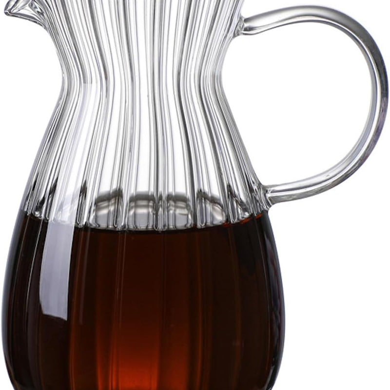 コーヒーサーバー 割れない コーヒー サーバー 高ホウ素シリカガラス 耐熱ガラス 直火対応 耐寒性 コーヒーポット 目盛り付き 透明 電子レンジ 食洗機対応 コーヒー用品 使いやすい 洗いやすい 多用途 家用 喫茶店 1~3杯用 500ml ストライプ KF33