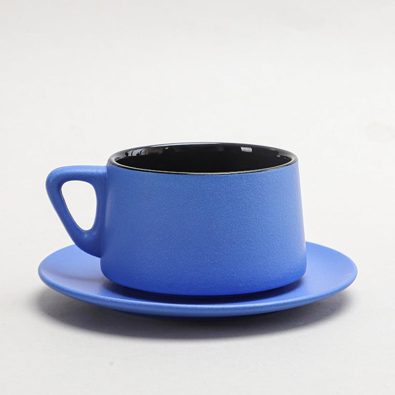 コーヒーカップ 陶器 ソーサー セット セラミック カップアンドソーサー 大容量 ティーカップ 電子レンジ 食洗機対応 コーヒー 珈琲 お茶 ティー 高級 レトロ おしゃれ ソーサー付き 自宅用 カフェ食器 喫茶店 業務用 結婚祝い ギフト 330ml ギフトボックス包装付き グラデーショングリーンブラック KFB09