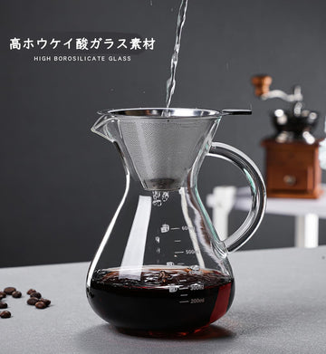 コーヒーサーバー 割れない ドリップコーヒーサーバー 大容量 コーヒードリッパー 耐熱ガラス 400ml 600ml 800ml 目盛付き ペーパーコーヒーフィルター不要 器具 コーヒーサーバーセット ハンドドリップ コーヒーカラフェ コーヒーサーバー 喫茶店 おしゃれ
