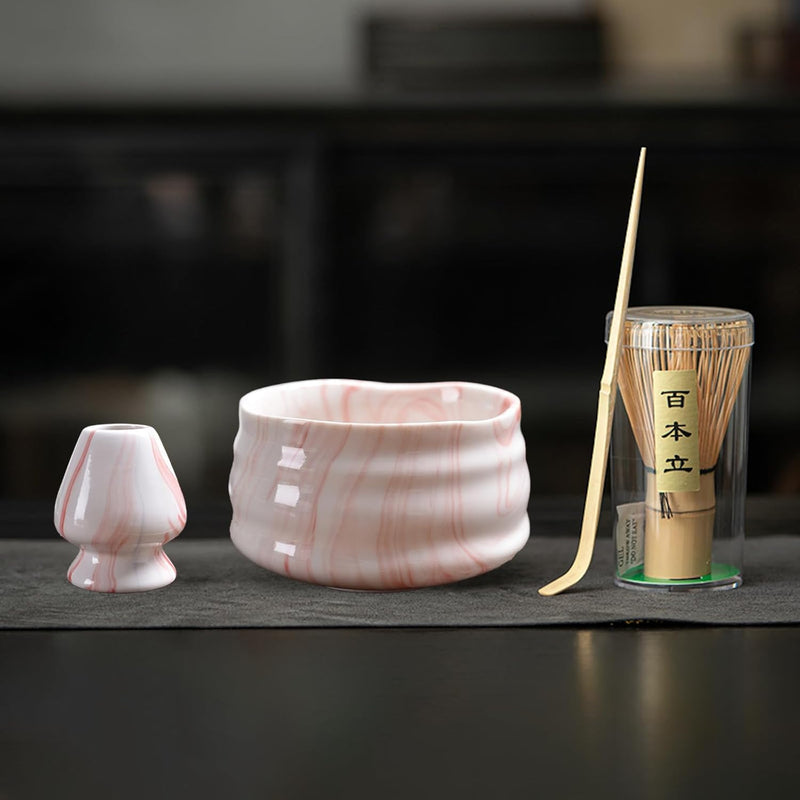 抹茶セット 初心者 お点前セット 茶道具 茶器 セット 4点セット 陶器 抹茶碗 茶杓 茶筅 茶せん 百本立 茶筅立て くせ直し お手入れも簡単 おうち時間グッズ 母の日 父の日 誕生日 贈り物 580ml グラデーショングリーン