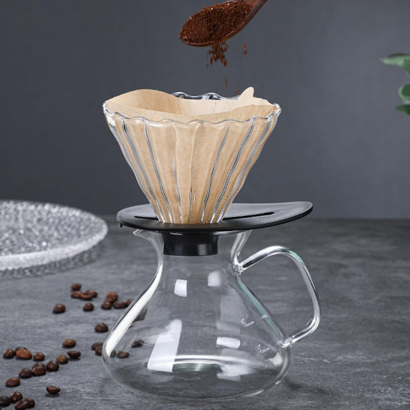 コーヒードリッパー ハンドドリップセット コーヒーサーバー 割れない 高ホウ素シリカガラス材料 耐熱ガラス 直火対応 耐寒性 電子レンジ·食洗機対応 コーヒー用品 使いやすい 洗いやすい 多用途 家用 喫茶店 透明 大きなお腹 ポット 1~3杯用 450ml