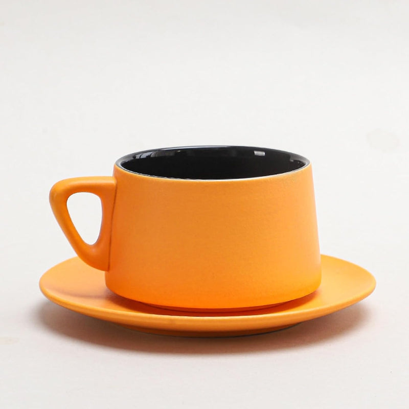 コーヒーカップ 陶器 ソーサー セット セラミック カップアンドソーサー 大容量 ティーカップ 電子レンジ 食洗機対応 コーヒー 珈琲 お茶 ティー 高級 レトロ おしゃれ ソーサー付き 自宅用 カフェ食器 喫茶店 業務用 結婚祝い ギフト 330ml ギフトボックス包装付き グラデーショングリーンブラック KFB09