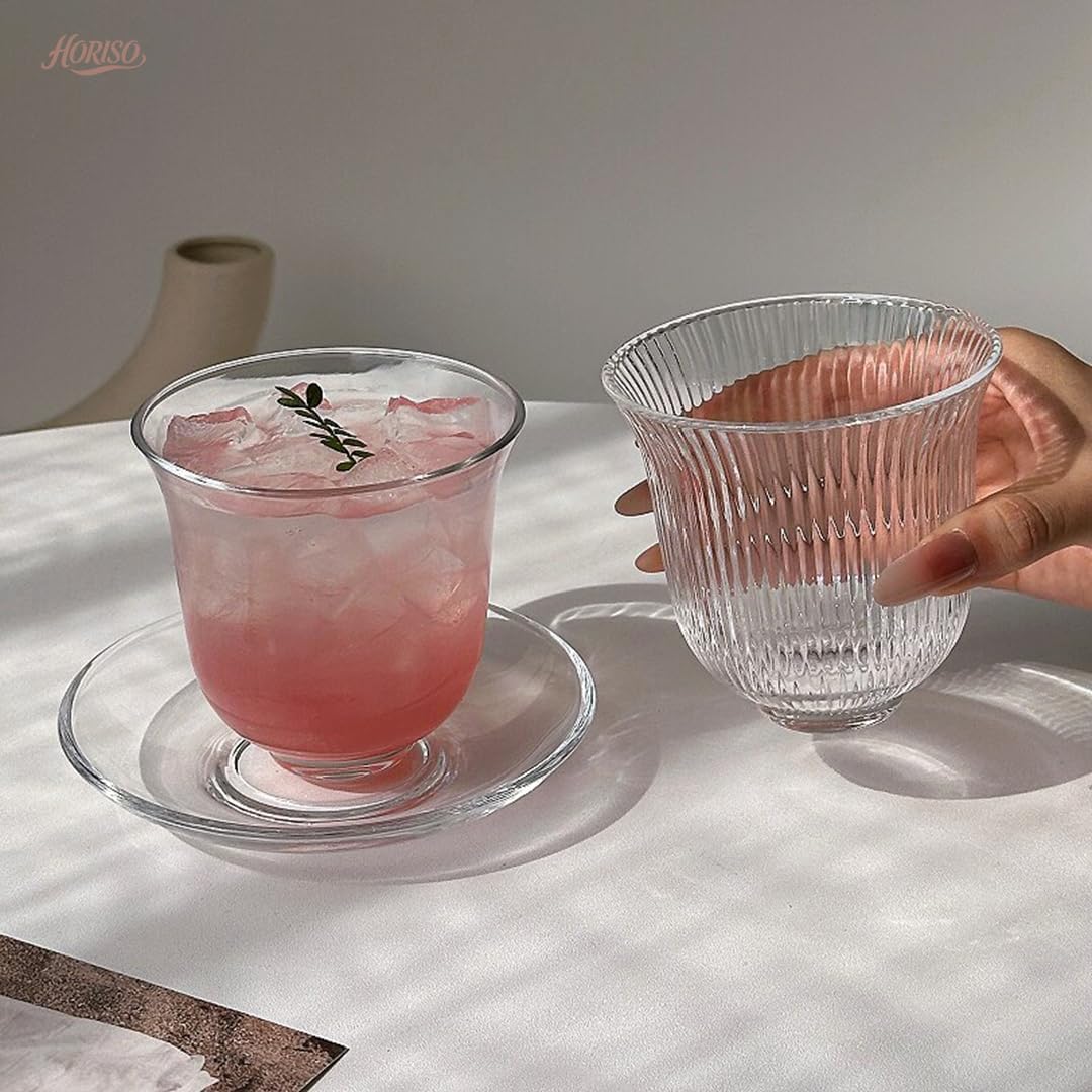 グラス おしゃれ カップ ガラス ガラスカップ＆ソーサーセット ティーカップ ティー コーヒーコ 酒グラス シンプル 耐熱 耐冷 プレゼント 食洗機対応 贈り物 お祝い