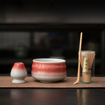 MIYUNO 抹茶 セット 抹茶セット 自宅用 茶道具 初心者 4点セット お点前セット 抹茶 陶器 抹茶茶碗 茶杓 茶せん 百本立 茶筅立て くせ直し 茶道セット matcha set for beginners お手入れも簡単 母の日 父の日 誕生日 贈り物セット おしゃれ グラデーションブルー 510ml CJ84