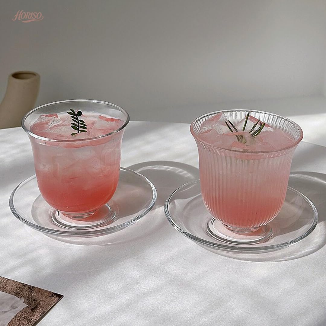 グラス おしゃれ カップ ガラス ガラスカップ＆ソーサーセット ティーカップ ティー コーヒーコ 酒グラス シンプル 耐熱 耐冷 プレゼント 食洗機対応 贈り物 お祝い